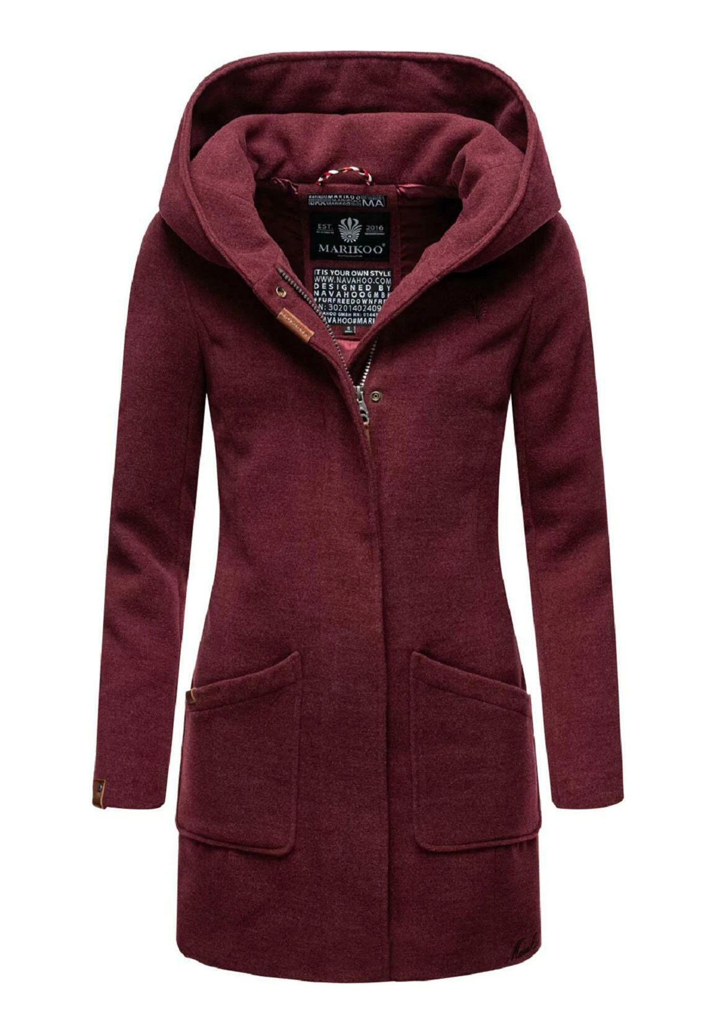Marikoo Cappotto Corto - Bordeaux Meliert 1 Marikoo Cappotto Corto - Bordeaux Meliert